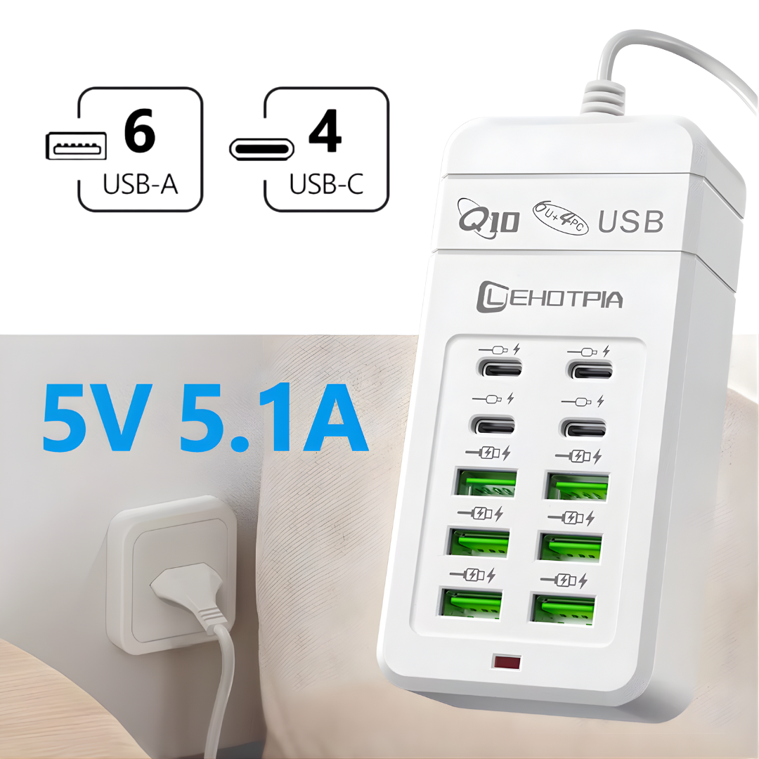 Ladestation 10-fach USB mit 230V Netzkabel