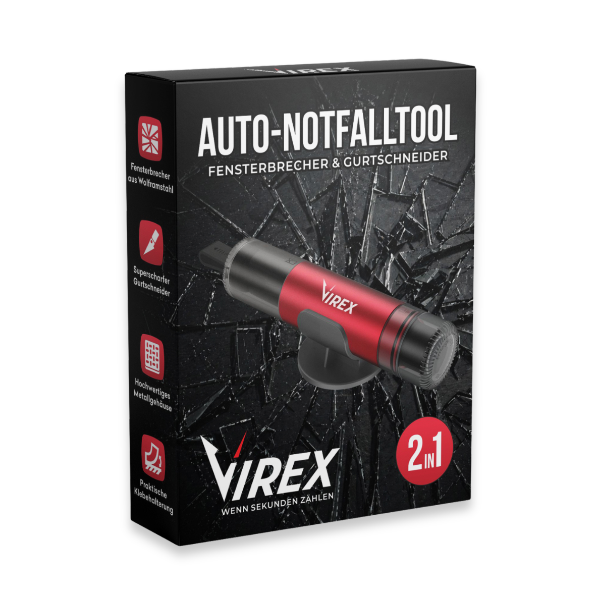 Auto Notfalltool 2-in-1 Fensterbrecher & Gurtschneider VIREX™