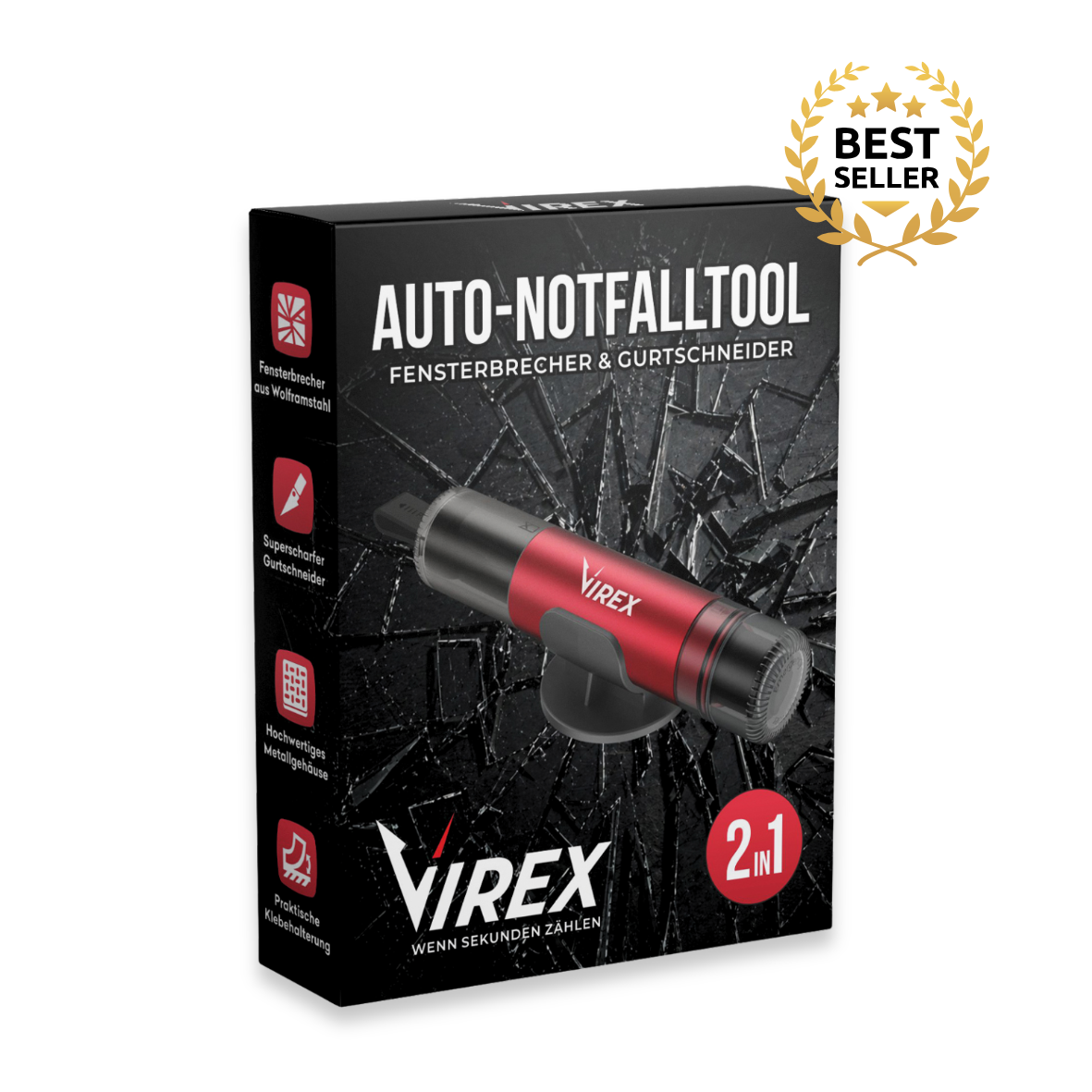 Auto Notfalltool 2-in-1 Fensterbrecher & Gurtschneider VIREX™