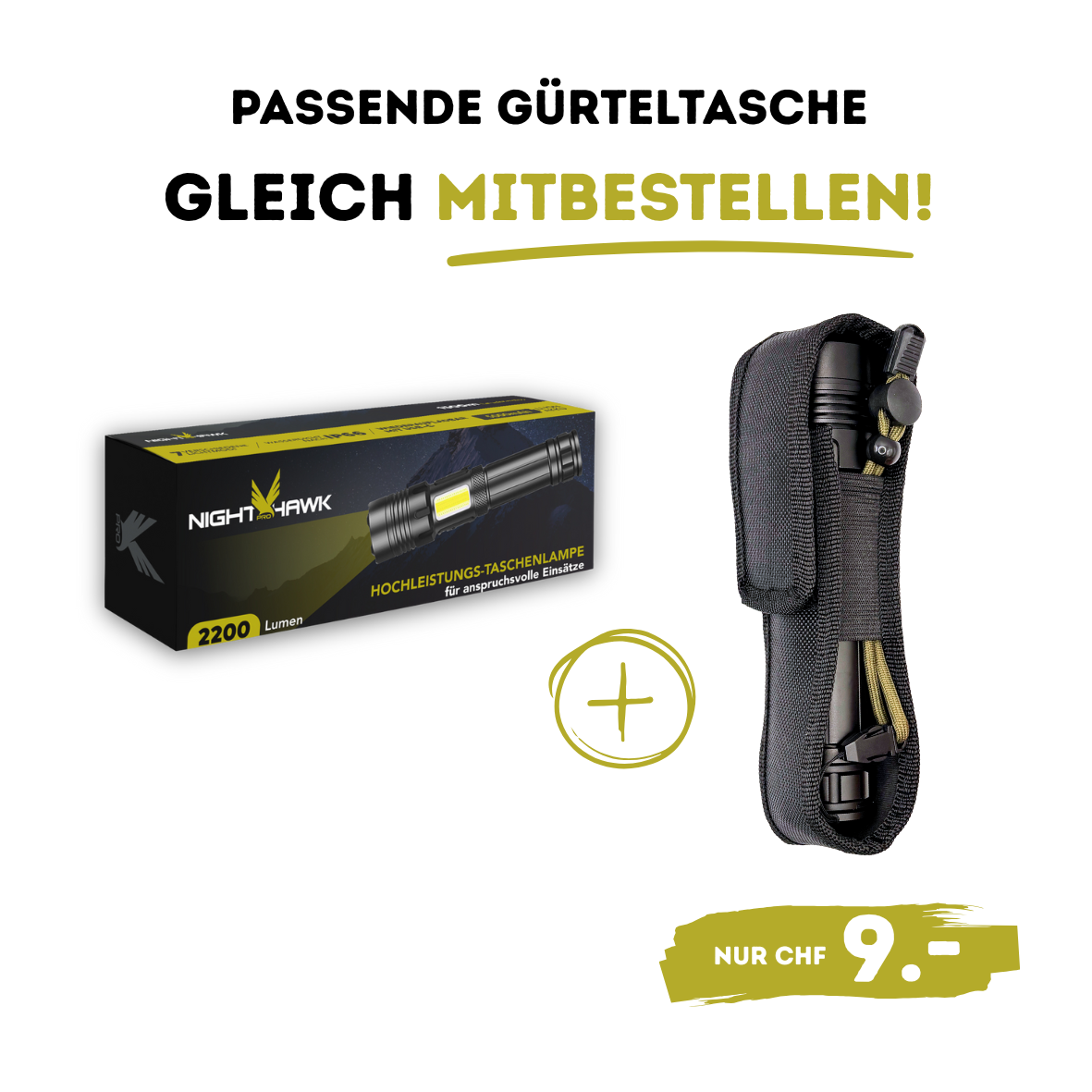 NightHawk PRO™ professionelle LED-Taschenlampe