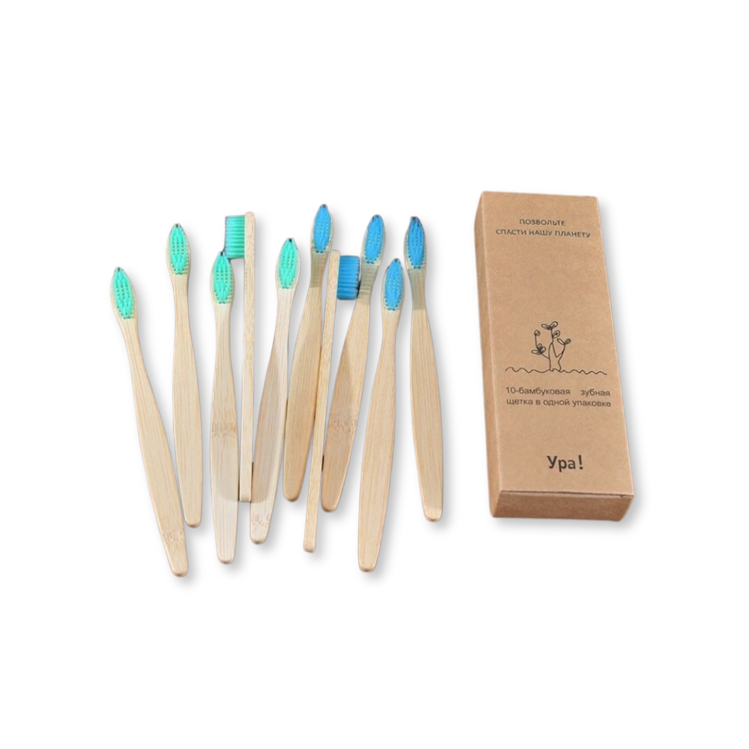 Bamboo Toothbrushes Set of 10