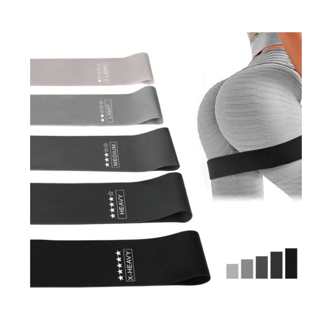 Fitnessbänder 5er Set Grau (inkl. Tasche)