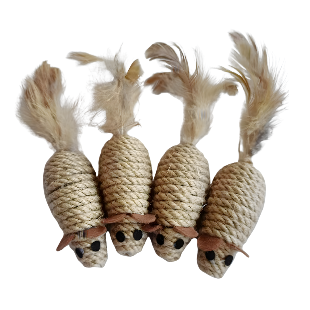 Cat toy sisal mice, set of 4