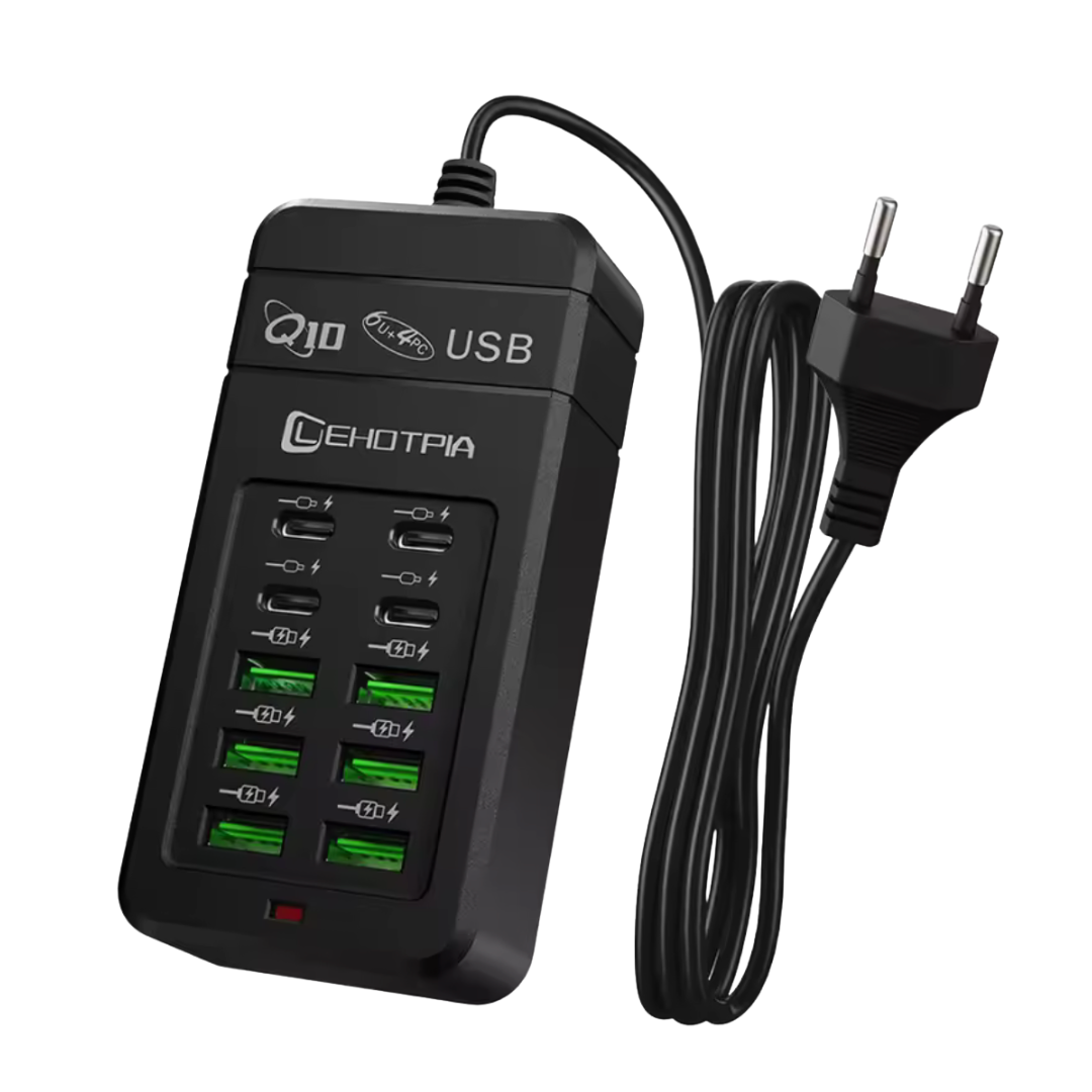 Station de charge USB à 10 ports avec câble d'alimentation 230 V